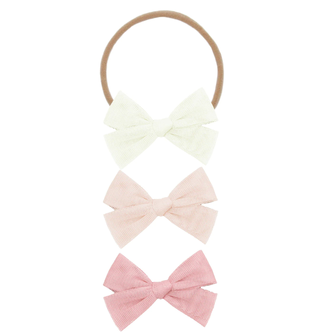 Tulle Bow 3 pack || blush headbands