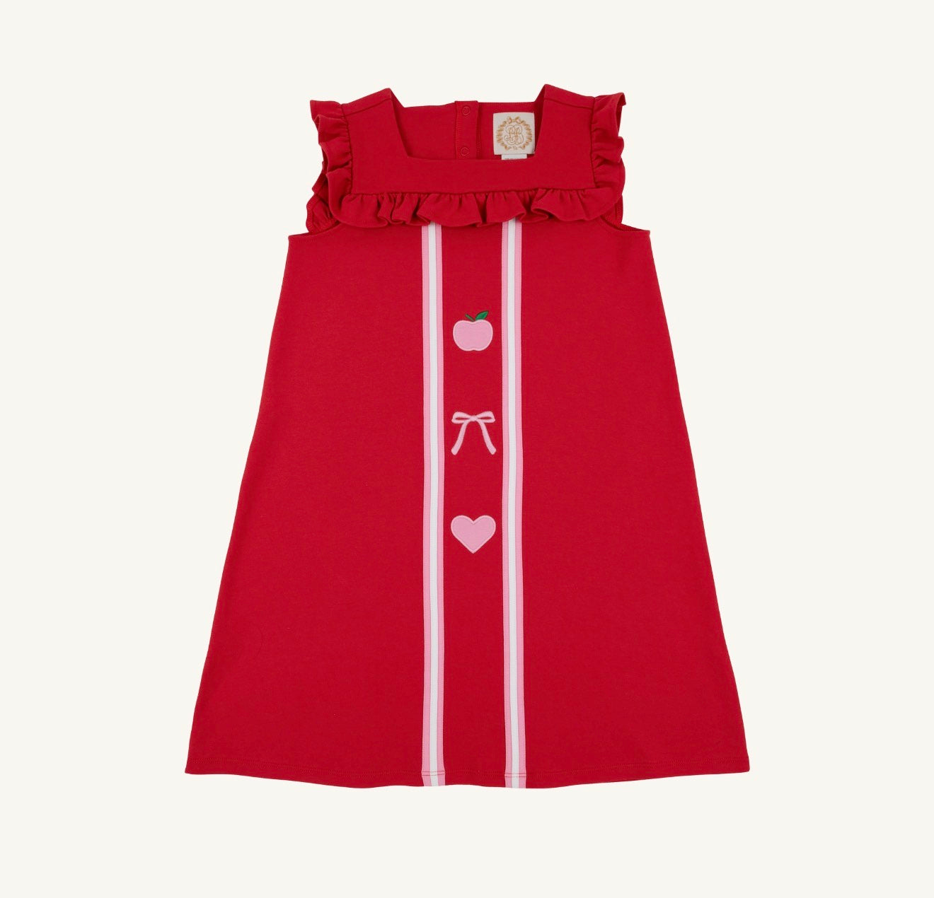 Darla dress Richmond red with Hampton hot pink apple