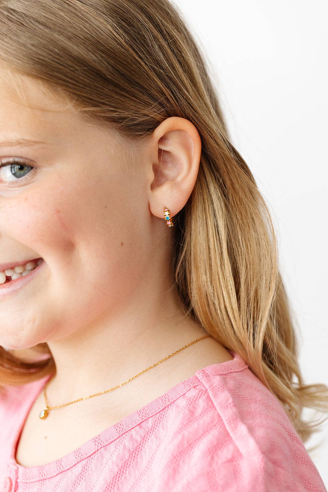 Star Huggie Stud Earrings - Hypoallergenic, Flat Back, Girl : Single Stud
