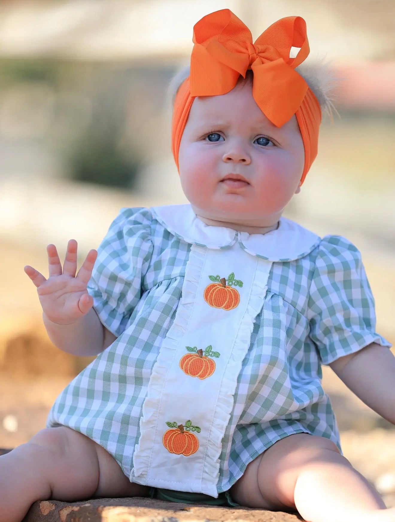 Fall appliqué girls pumpkin bloomer set