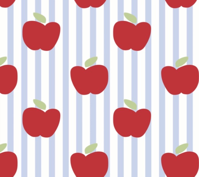 Charles Short Set Schoolhouse Apples Blue