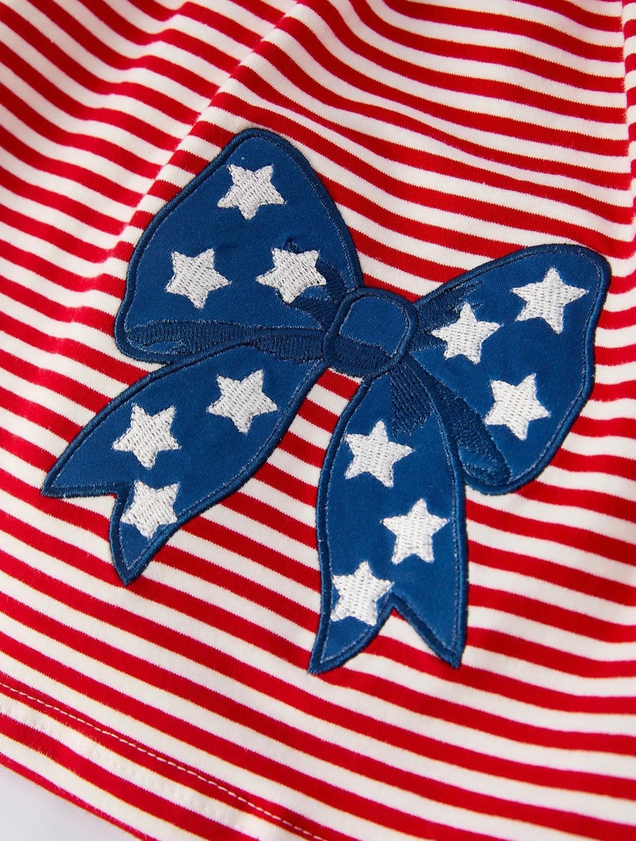 4th of July patriotic knit appliqué bow dress