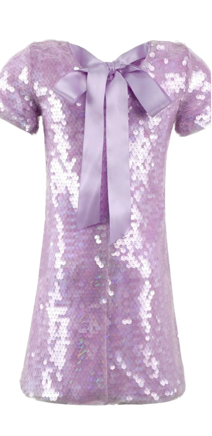 Lavender Sequin Bow Dress