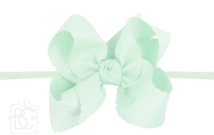 5.5” Scalloped Headband Bow on thin nylon band