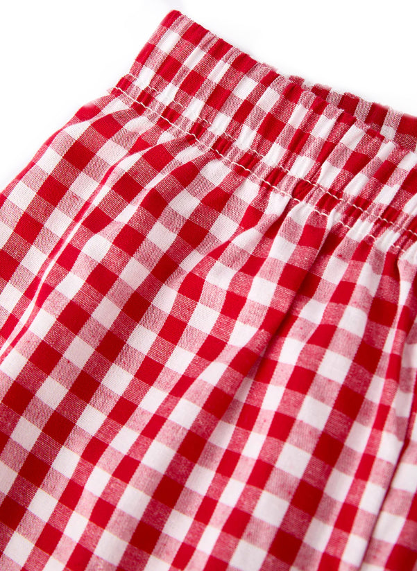 Christmas Smocking E,Brodie red Christmas Tree Plaid Boy Set