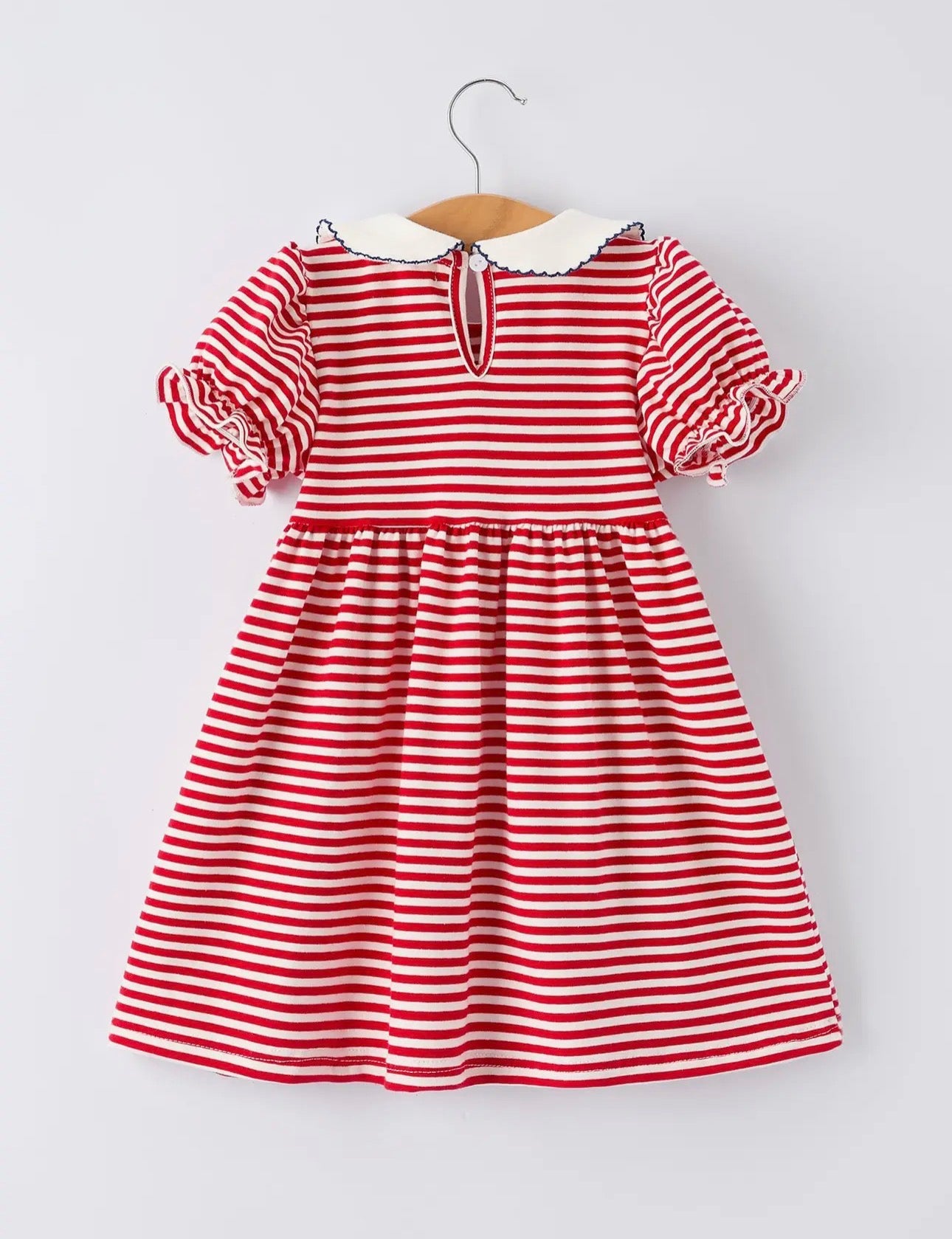 4th of July patriotic knit appliqué bow dress