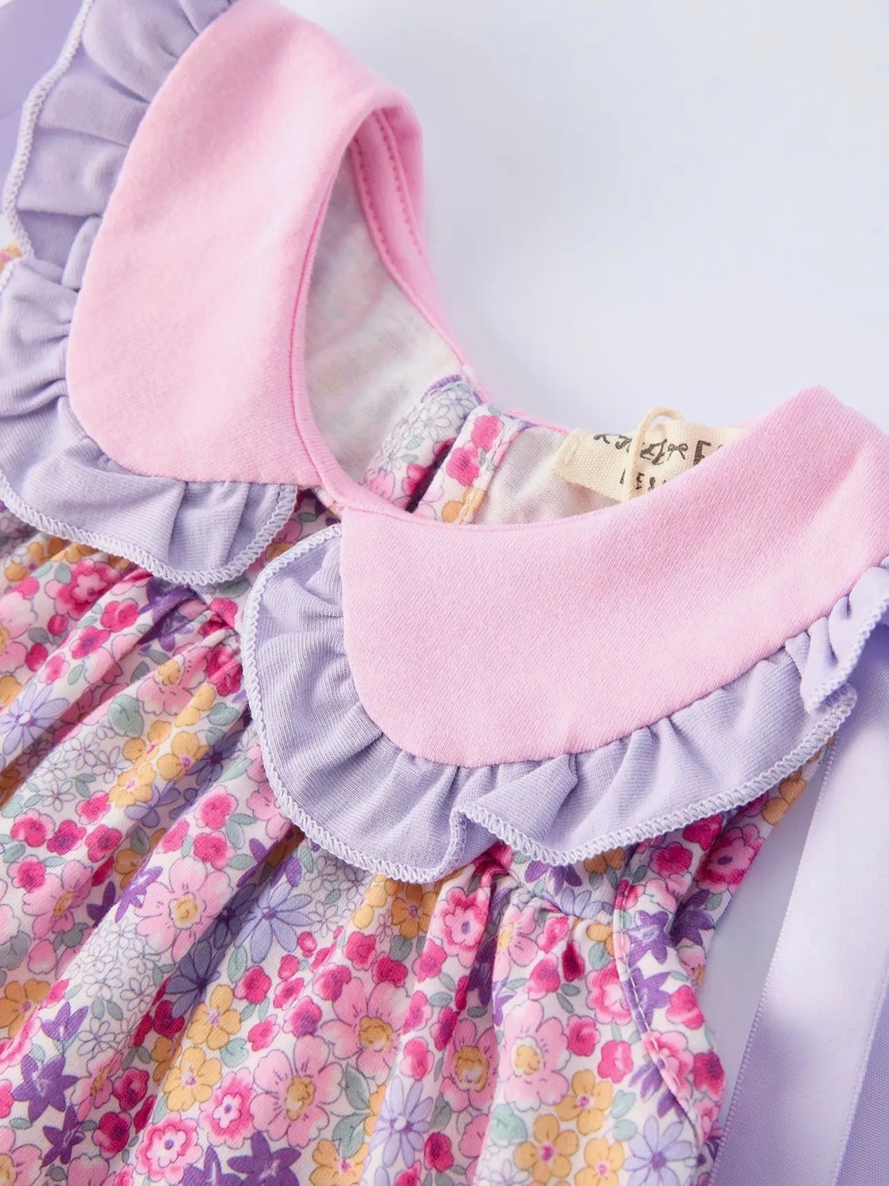 Spring purple floral ruffle bloomer set