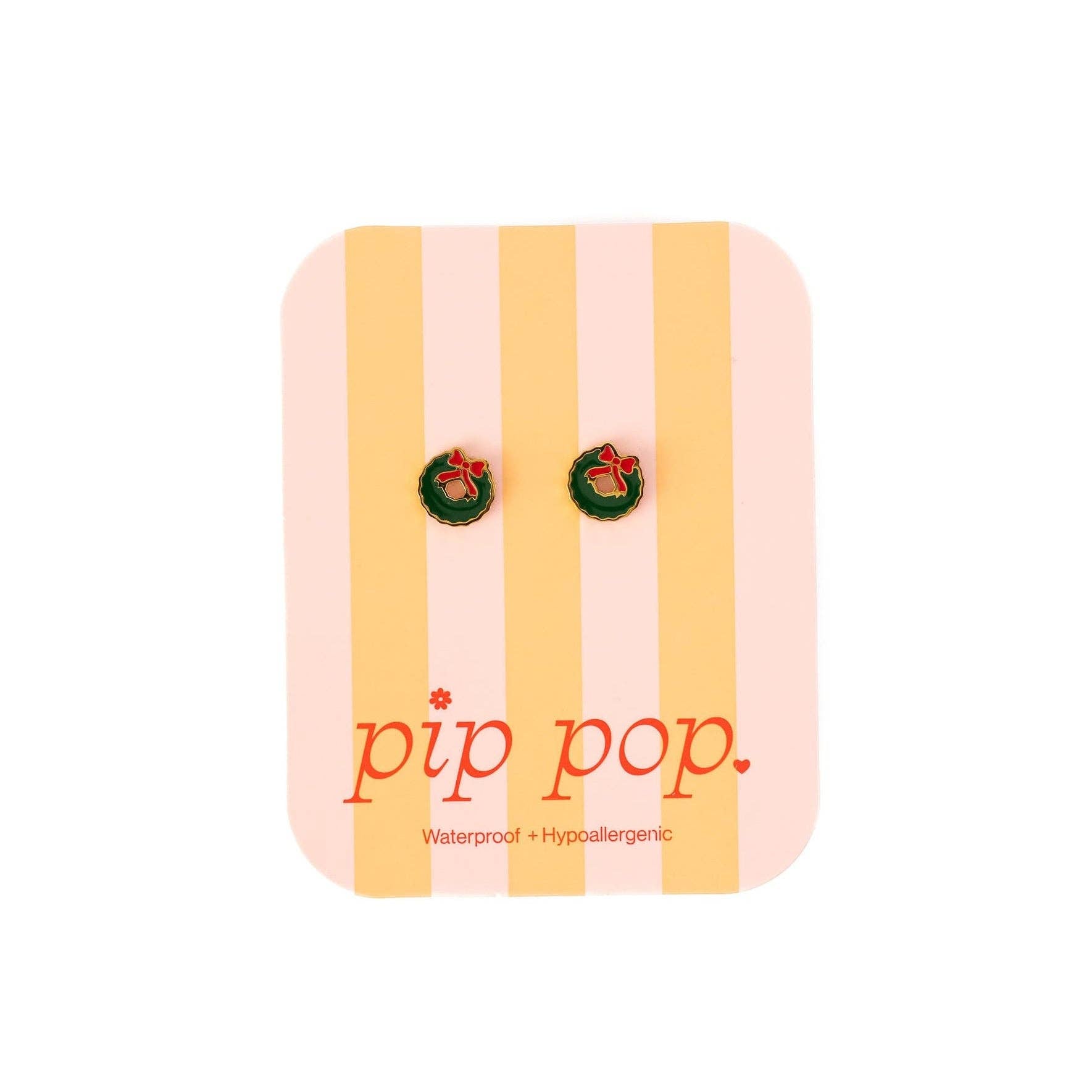 Wreath Stud Earrings - Hypoallergenic, Flat Back, Girl Gift: Pair