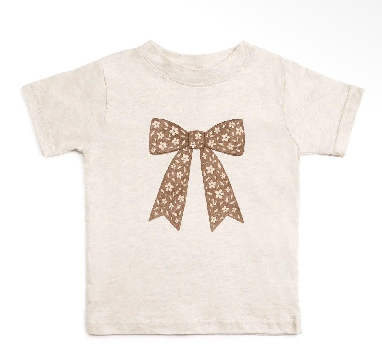 Mocha floral bow patch tee