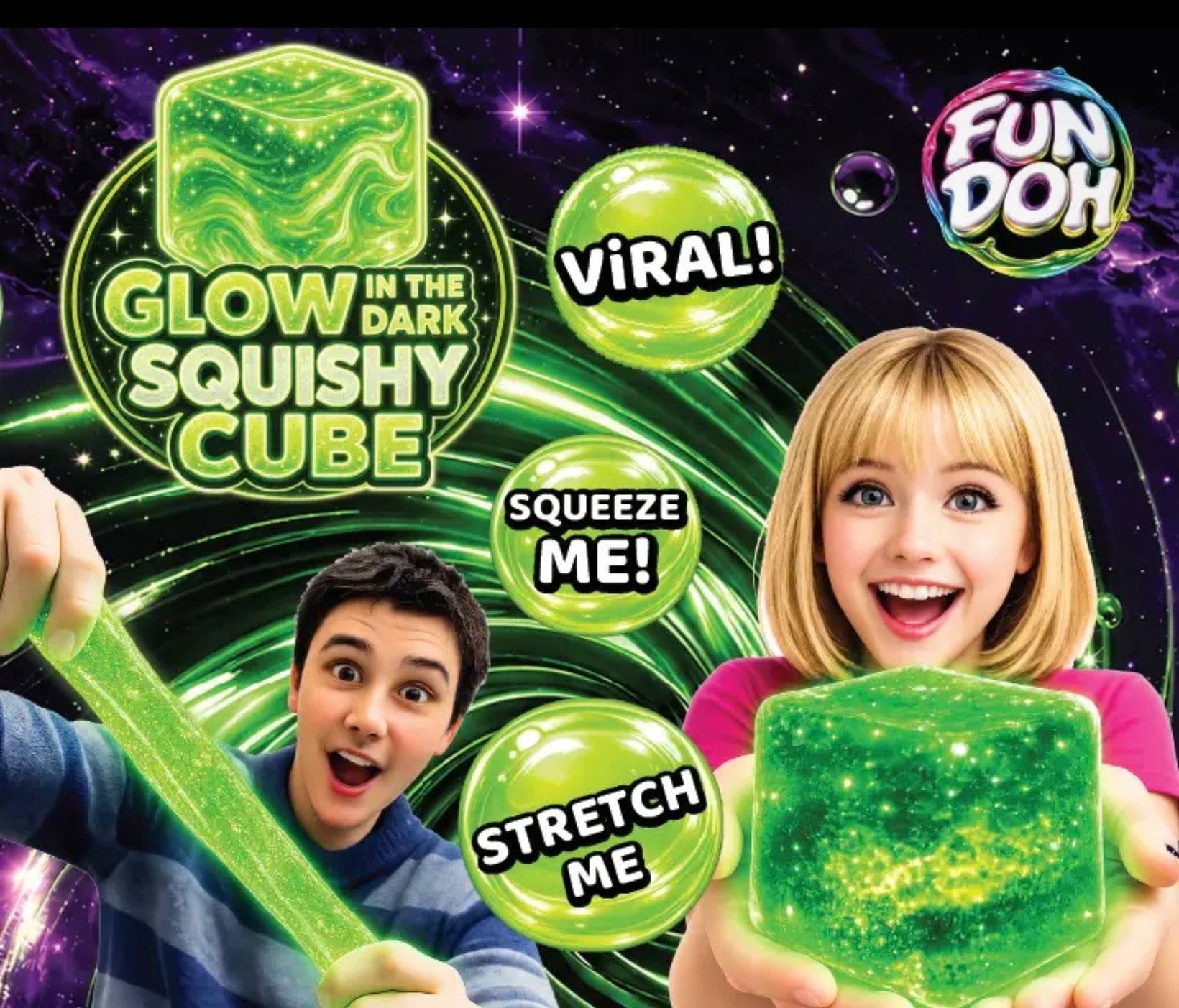 Fun Doh Glow in the Dark Squishy Cube