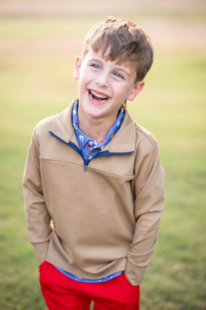 Khaki 1/4 Zip Performance Pullover