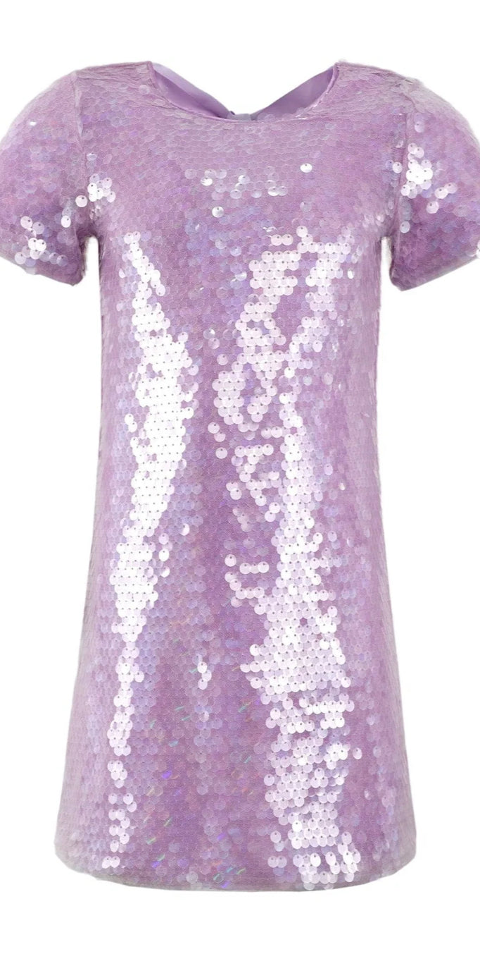 Lavender Sequin Bow Dress
