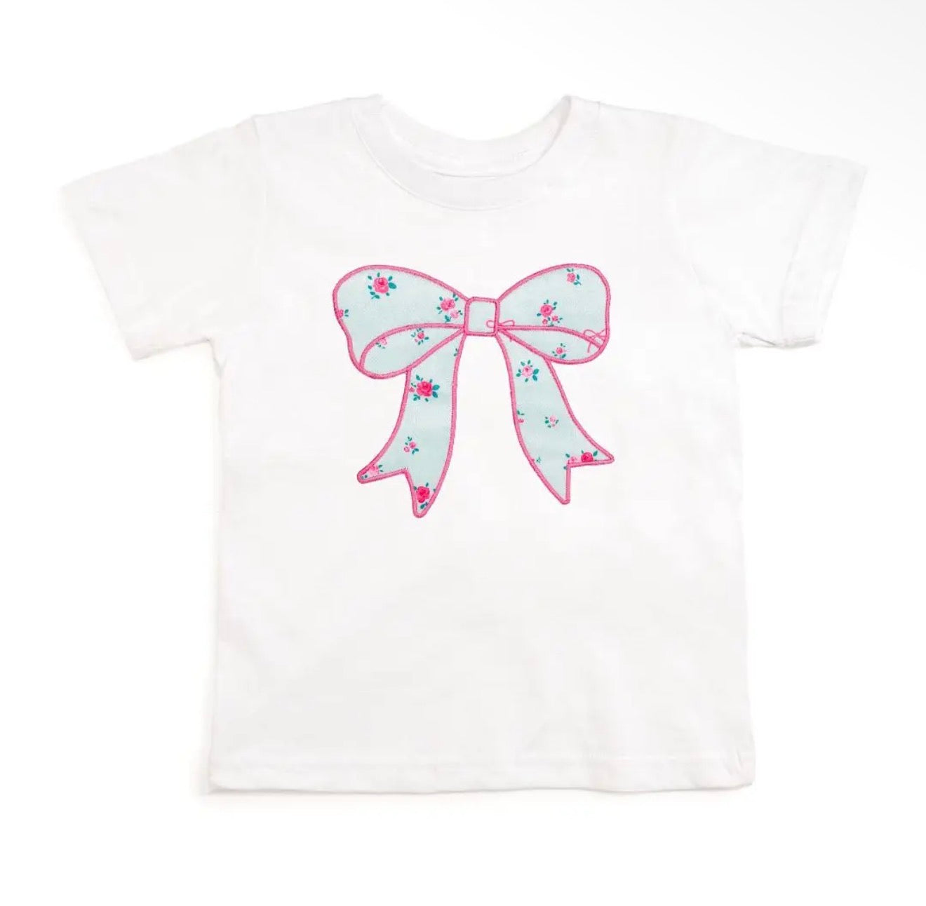Sky Blue floral bow patch tee