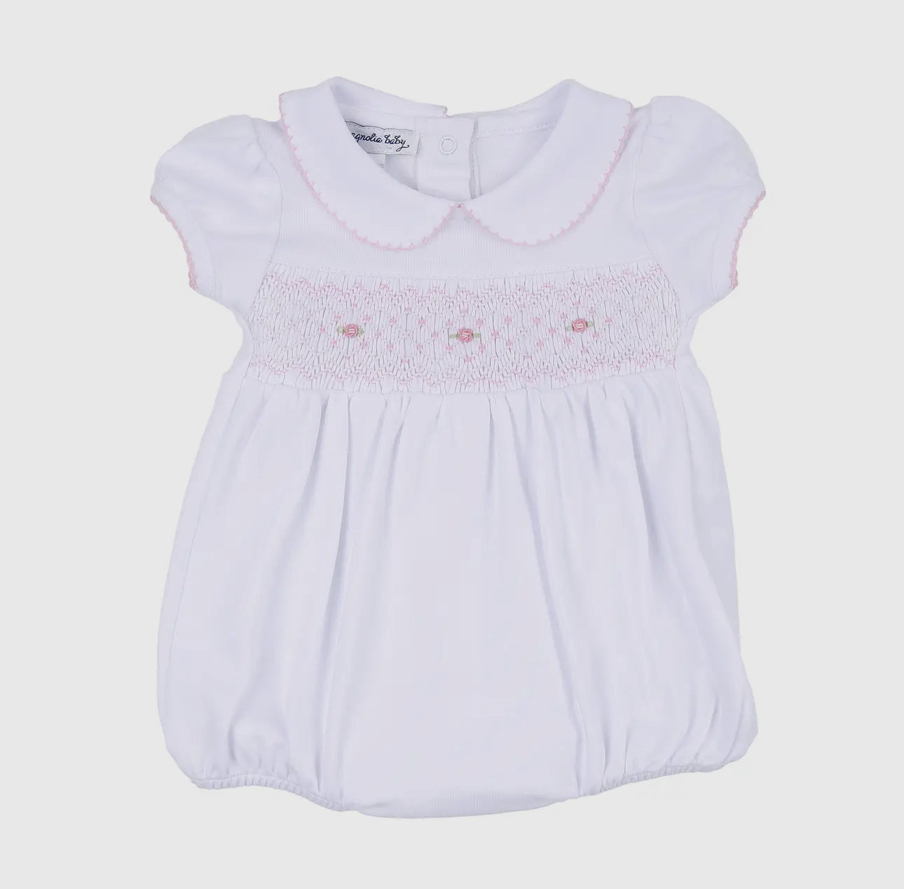Lily and Lucas pink smocked Bubble