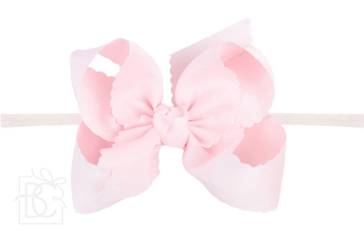 5.5” Scalloped Headband Bow on thin nylon band