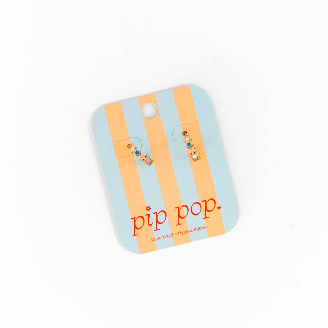 Star Huggie Stud Earrings - Hypoallergenic, Flat Back, Girl : Single Stud