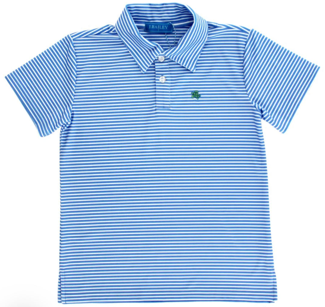 Bailey Boys Henry Short Sleeve Stripe Performance Polo- Blue/White main image 1